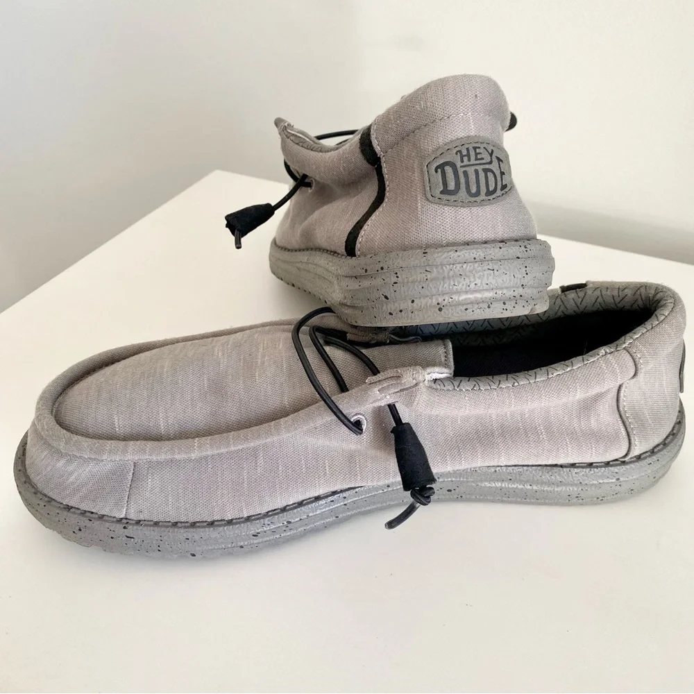 Hey Dude Men's Light Gray Slip-On Loafers